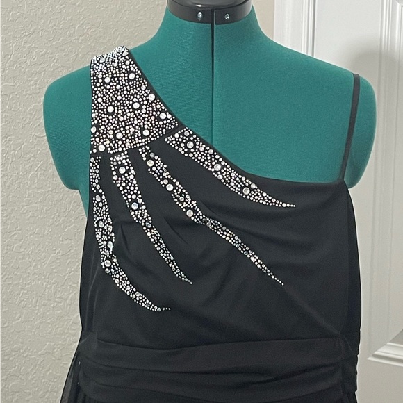 One Shoulder Asymmetrical Hem Sequin Rhinestone Cocktail Dress 1X 90s - Picture 2 of 6